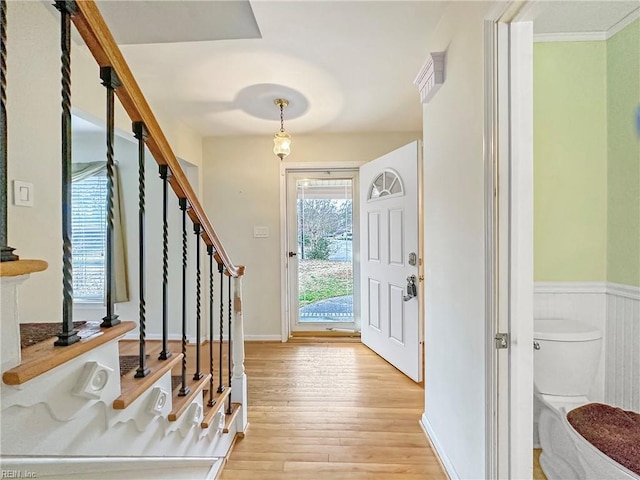 foyer with light wood-type flooring