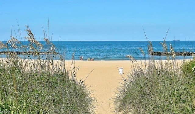 property view of water with a beach view