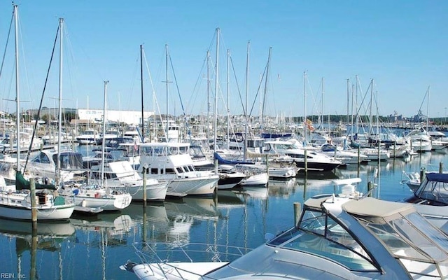 view of dock featuring a water view