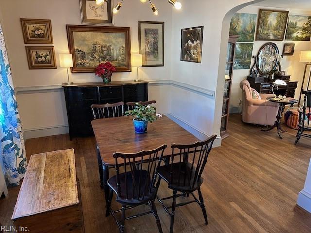 dining room with dark hardwood / wood-style flooring