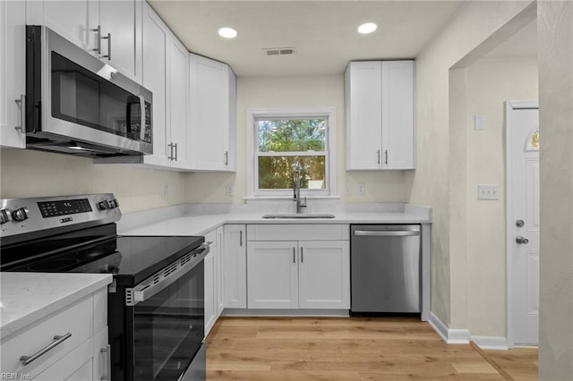 kitchen with white cabinetry, appliances with stainless steel finishes, and sink