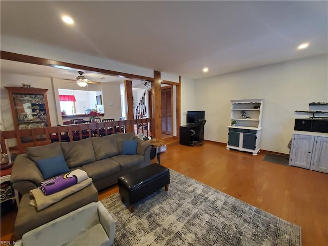 living room with hardwood / wood-style flooring