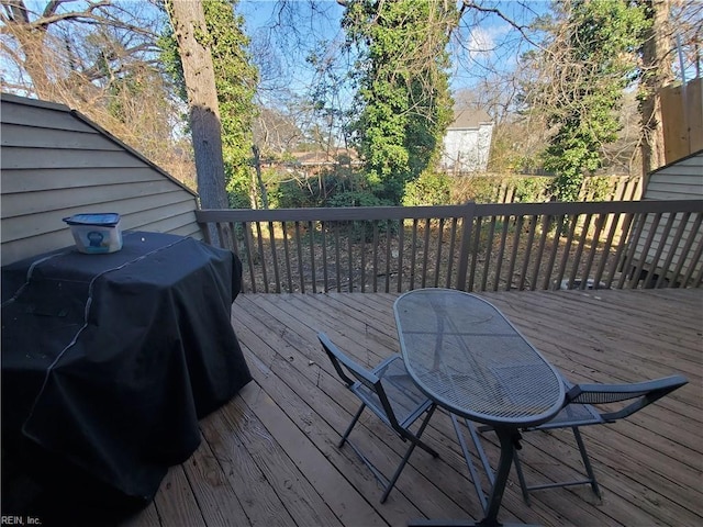 deck featuring area for grilling