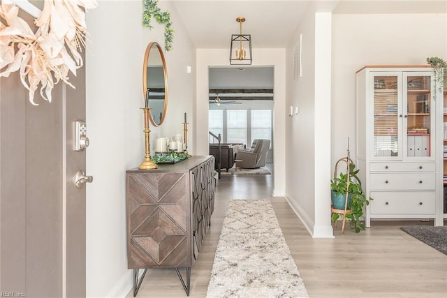 foyer entrance with hardwood / wood-style flooring