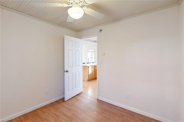 unfurnished room with ceiling fan and light hardwood / wood-style floors