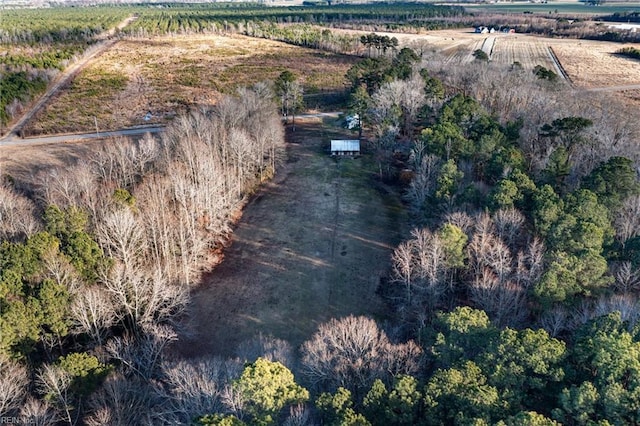 birds eye view of property featuring a rural view