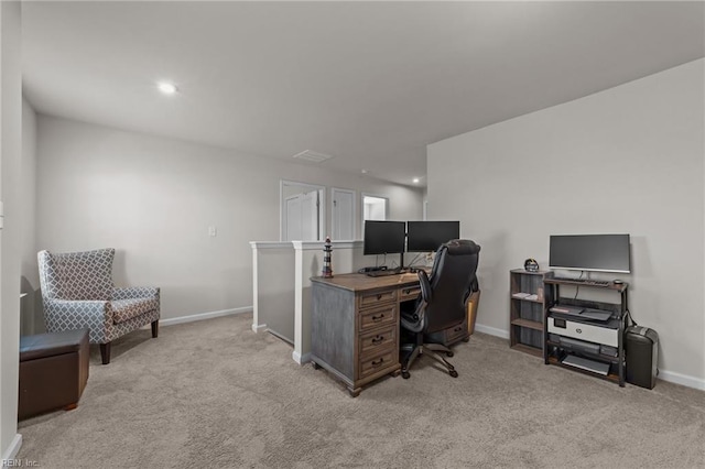 office featuring light colored carpet