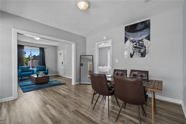 dining space featuring hardwood / wood-style flooring