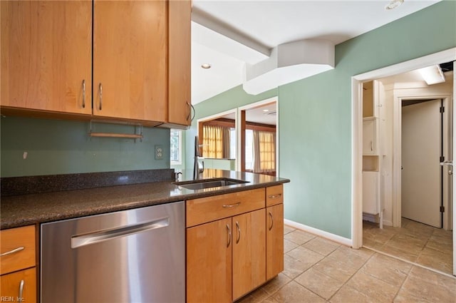 kitchen featuring stainless steel dishwasher and sink