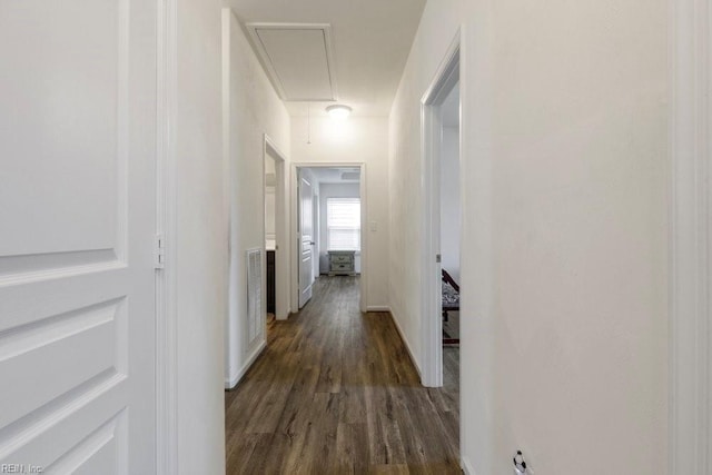 corridor featuring dark hardwood / wood-style floors