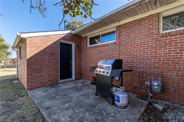 view of patio with a grill