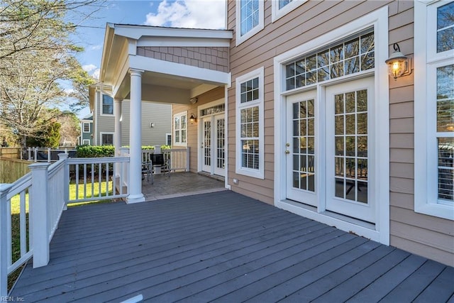 wooden deck with french doors