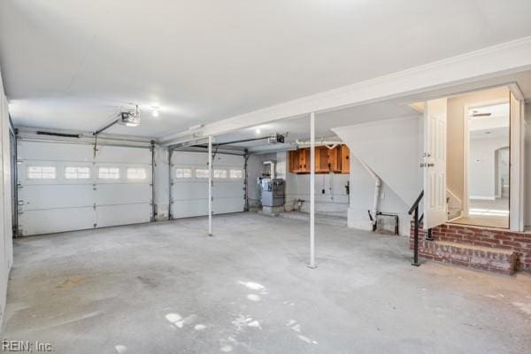 garage with a garage door opener