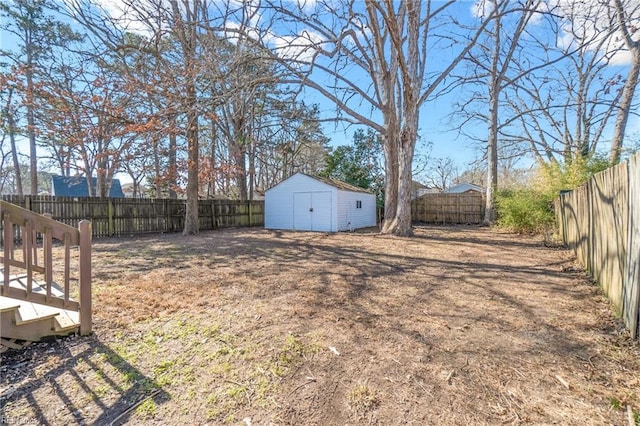 view of yard with a shed