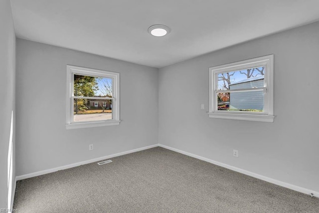 empty room with plenty of natural light and carpet floors