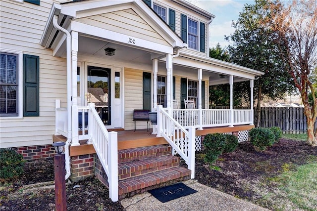 property entrance with a porch