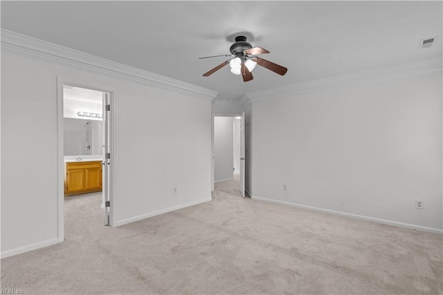 interior space featuring crown molding and ceiling fan