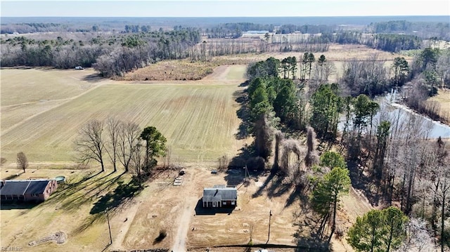 birds eye view of property featuring a rural view