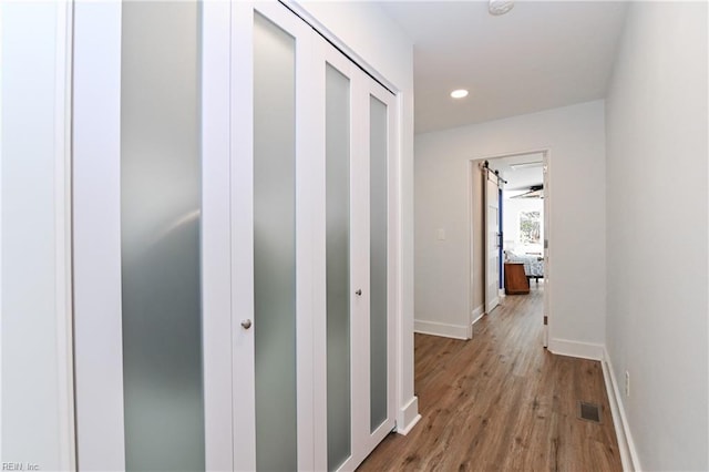 hall featuring light wood-type flooring