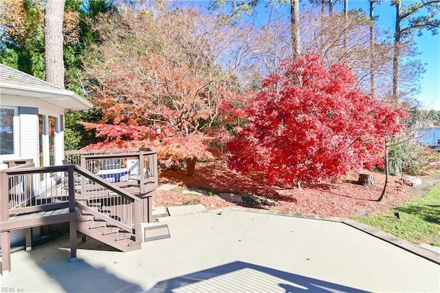 view of yard with a deck