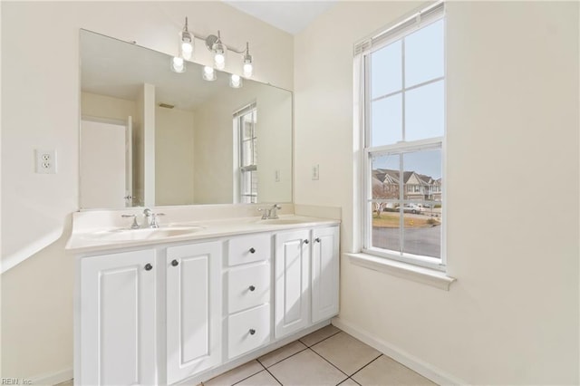 bathroom featuring vanity and tile patterned floors