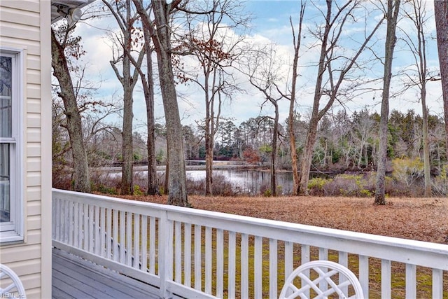 deck with a water view