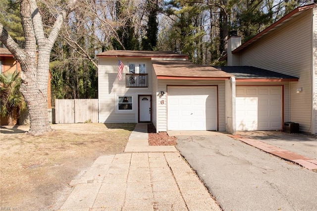 view of front of property with a garage