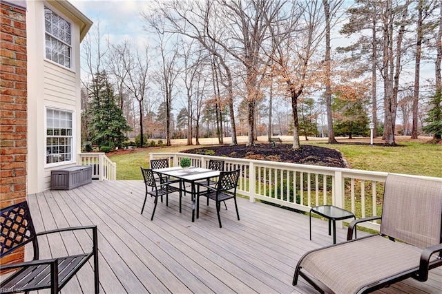 deck featuring a yard