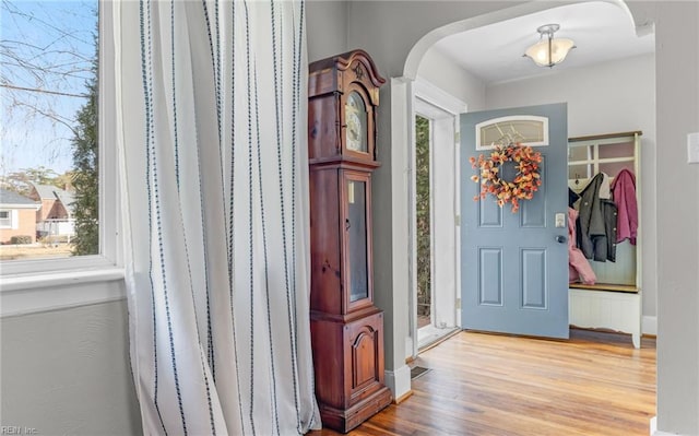 interior space with light hardwood / wood-style flooring and plenty of natural light