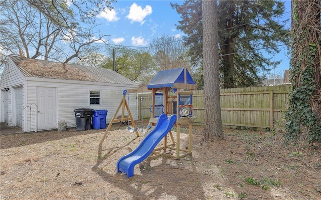 view of play area featuring an outbuilding