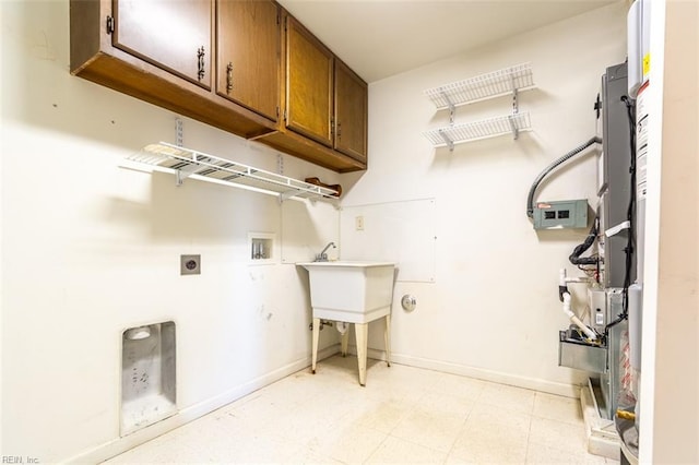 laundry area with washer hookup, cabinets, and hookup for an electric dryer