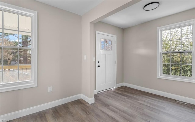 foyer with light hardwood / wood-style flooring