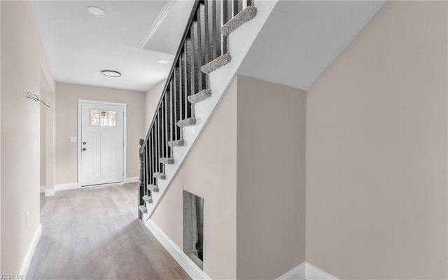 foyer entrance featuring light hardwood / wood-style floors