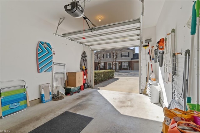 garage with a garage door opener