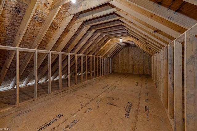 view of unfinished attic