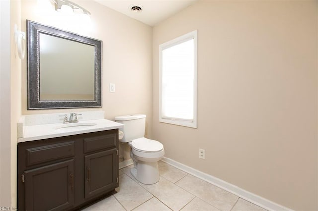 bathroom featuring tile patterned floors, toilet, and vanity