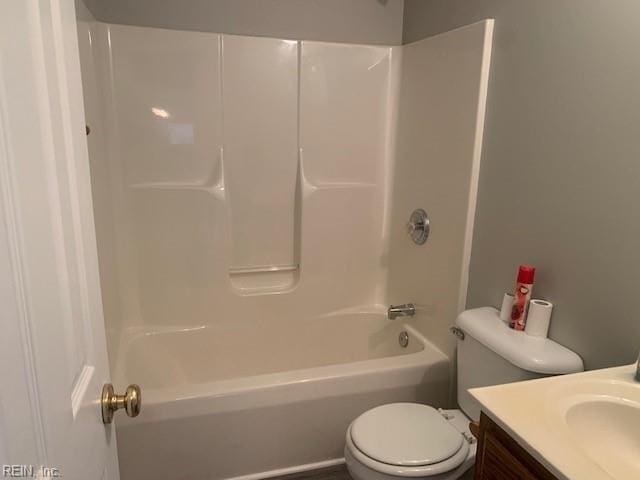 full bathroom with vanity, shower / bathing tub combination, and toilet