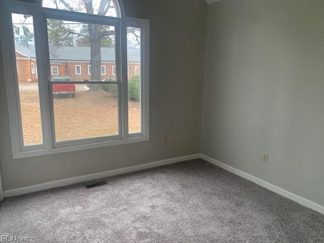 carpeted spare room featuring plenty of natural light