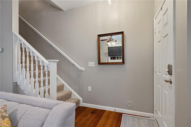 foyer entrance with dark wood-type flooring