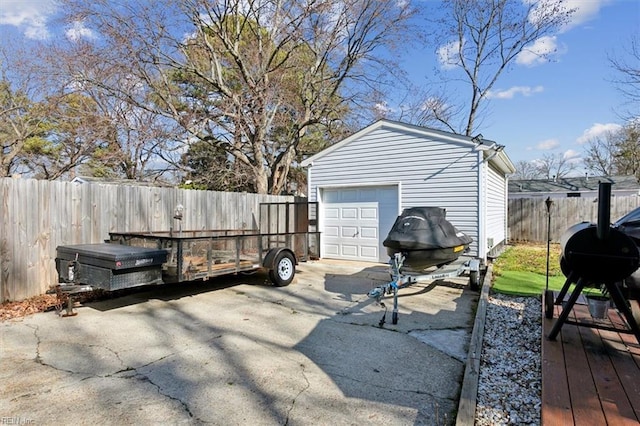 exterior space with a garage