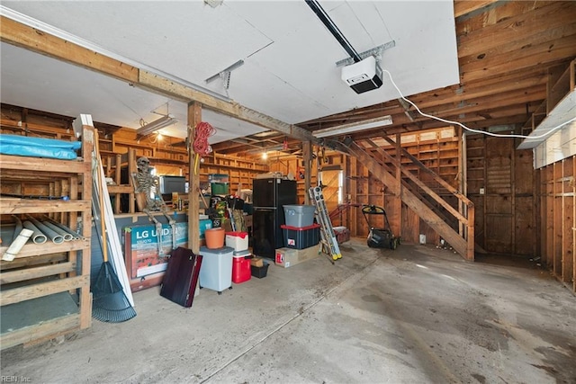 garage with a garage door opener