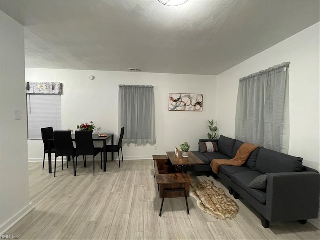 living room featuring light hardwood / wood-style flooring