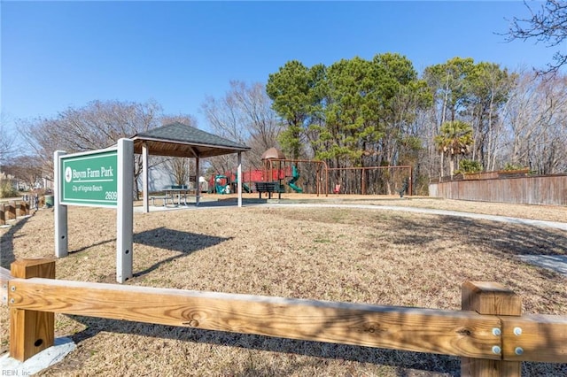 view of home's community featuring a gazebo and a playground