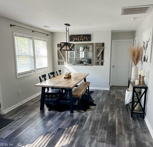 dining room with dark hardwood / wood-style floors