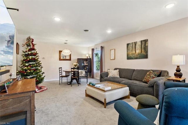 living room featuring carpet floors