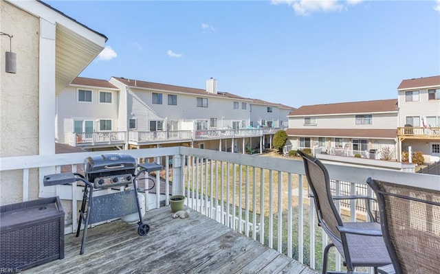 wooden deck with area for grilling