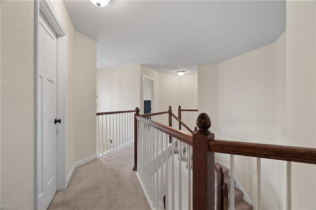 hallway with light carpet