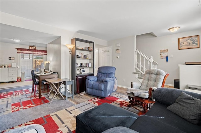 living room featuring light hardwood / wood-style flooring