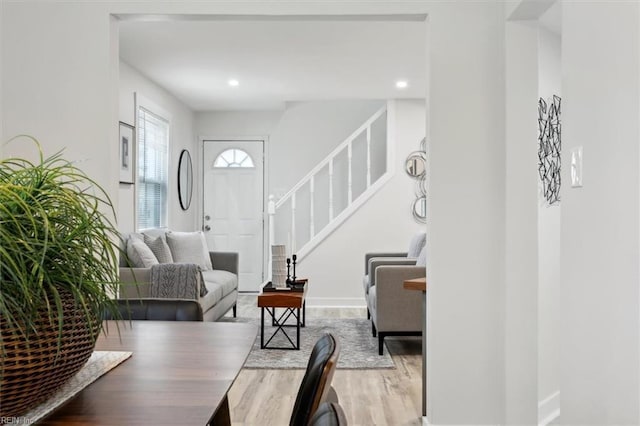 living room with wood-type flooring