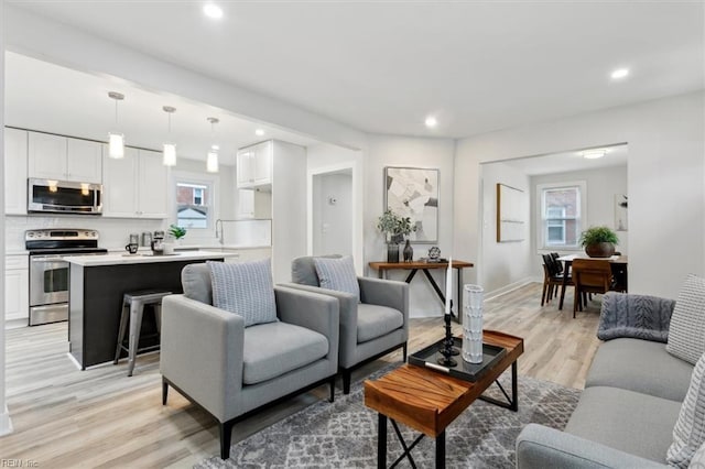 living room featuring light hardwood / wood-style floors